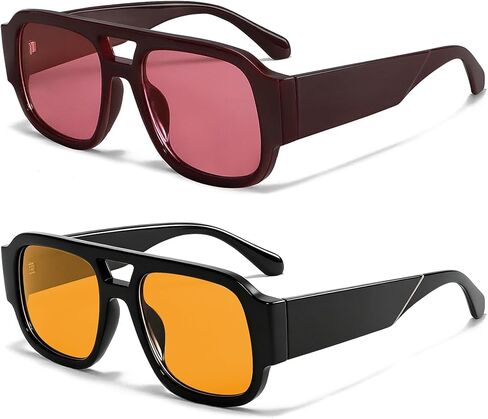TYA Retro Oversized Aviator Sunglasses for Women Men 2026 Square Double Bridge Trendy Sun Glasses UV400 in Saudi Arabia
