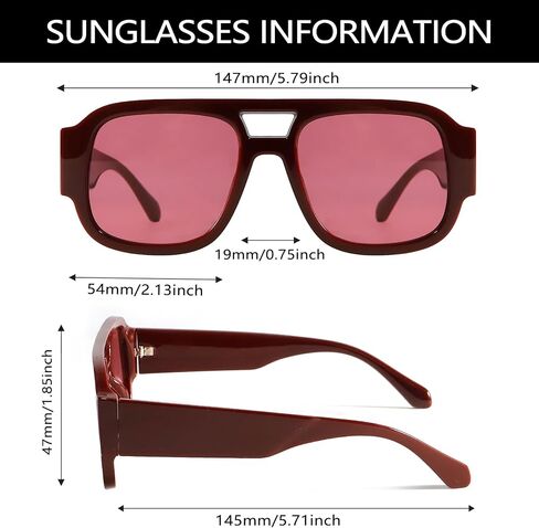 TYA Retro Oversized Aviator Sunglasses for Women Men 2026 Square Double Bridge Trendy Sun Glasses UV400 in Saudi Arabia
