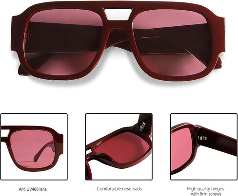 TYA Retro Oversized Aviator Sunglasses for Women Men 2026 Square Double Bridge Trendy Sun Glasses UV400 in Saudi Arabia