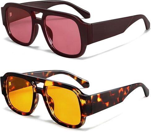 TYA Retro Oversized Aviator Sunglasses for Women Men 2026 Square Double Bridge Trendy Sun Glasses UV400 in Saudi Arabia