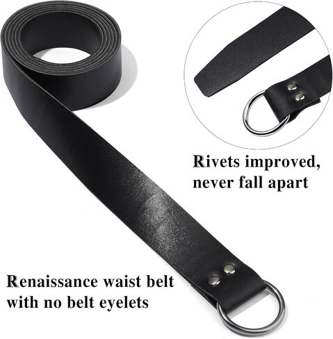 Medieval Halloween Leather Belt Viking Renaissance Reenactment Accessory Pirate Belt Men Women Ring Belt (Black, 94 Inch) in Saudi Arabia