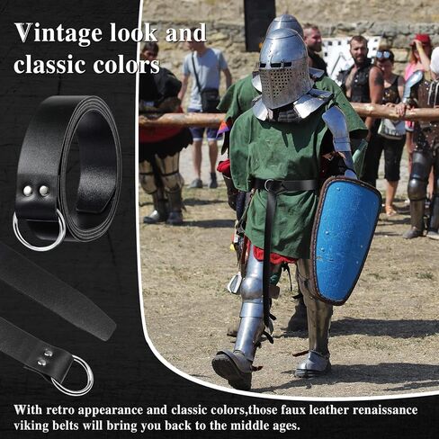 Medieval Halloween Leather Belt Viking Renaissance Reenactment Accessory Pirate Belt Men Women Ring Belt (Black, 94 Inch) in Saudi Arabia