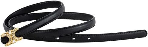 Womens Black Belt Black Womens Belt with Rhinestone Waist, Womens Black Belts for Jeans Skirts and Trousers (Color : G, Size : 102cm) in Kuwait