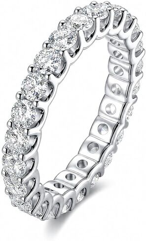 AURALUME Lab Grown Diamond Eternity Band 2.75cttw Full Stone D Color VVS Clarity 3mm S925 Sterling Silver Anniversary Wedding Rings in Saudi Arabia