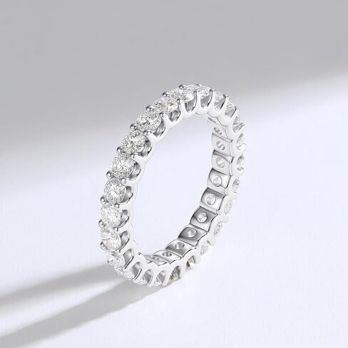 AURALUME Lab Grown Diamond Eternity Band 2.75cttw Full Stone D Color VVS Clarity 3mm S925 Sterling Silver Anniversary Wedding Rings in Saudi Arabia