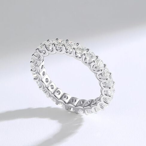 AURALUME Lab Grown Diamond Eternity Band 2.75cttw Full Stone D Color VVS Clarity 3mm S925 Sterling Silver Anniversary Wedding Rings in Saudi Arabia