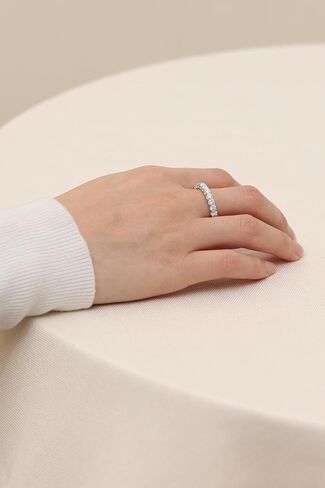 AURALUME Lab Grown Diamond Eternity Band 2.75cttw Full Stone D Color VVS Clarity 3mm S925 Sterling Silver Anniversary Wedding Rings in Saudi Arabia