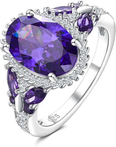 925 Sterling Silver Big Oval Engagement Ring for Women Butterfly Birthstone Halo Rings Birthday Cocktail Anniversary Jewelry(with Gift Box) in Saudi Arabia