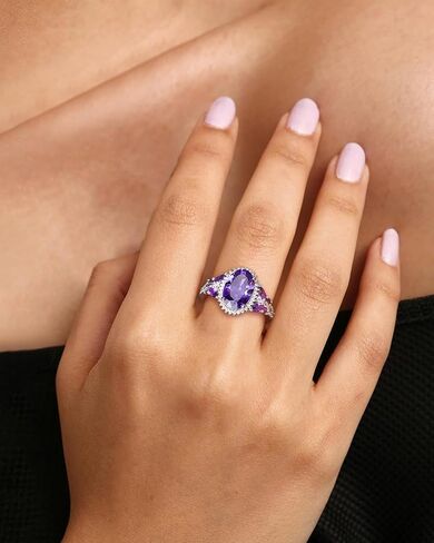 925 Sterling Silver Big Oval Engagement Ring for Women Butterfly Birthstone Halo Rings Birthday Cocktail Anniversary Jewelry(with Gift Box) in Saudi Arabia