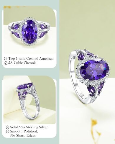 925 Sterling Silver Big Oval Engagement Ring for Women Butterfly Birthstone Halo Rings Birthday Cocktail Anniversary Jewelry(with Gift Box) in Saudi Arabia