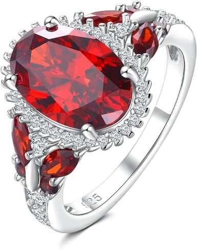 925 Sterling Silver Big Oval Engagement Ring for Women Butterfly Birthstone Halo Rings Birthday Cocktail Anniversary Jewelry(with Gift Box) in Saudi Arabia