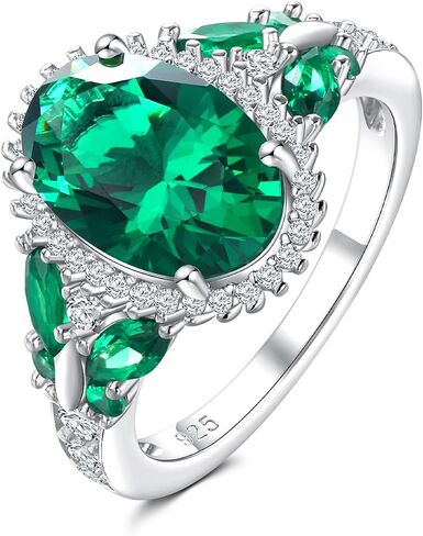 925 Sterling Silver Big Oval Engagement Ring for Women Butterfly Birthstone Halo Rings Birthday Cocktail Anniversary Jewelry(with Gift Box) in Saudi Arabia