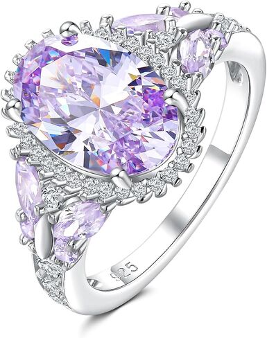 925 Sterling Silver Big Oval Engagement Ring for Women Butterfly Birthstone Halo Rings Birthday Cocktail Anniversary Jewelry(with Gift Box) in Saudi Arabia