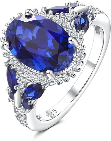 925 Sterling Silver Big Oval Engagement Ring for Women Butterfly Birthstone Halo Rings Birthday Cocktail Anniversary Jewelry(with Gift Box) in Saudi Arabia