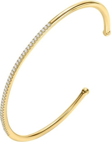 EcoGems 14K White/Yellow Gold Plated Silver Bracelets & Bangles – Freshwater Pearl, Lab Grown Diamond, Moissanite & Gemstone Styles – Round Brilliant – 0.06–0.40 TCW – Women’s Gift Jewelry (Small/Large Options) in Saudi Arabia
