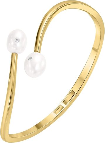 EcoGems 14K White/Yellow Gold Plated Silver Bracelets & Bangles – Freshwater Pearl, Lab Grown Diamond, Moissanite & Gemstone Styles – Round Brilliant – 0.06–0.40 TCW – Women’s Gift Jewelry (Small/Large Options) in Saudi Arabia