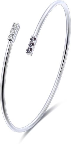 EcoGems 14K White/Yellow Gold Plated Silver Bracelets & Bangles – Freshwater Pearl, Lab Grown Diamond, Moissanite & Gemstone Styles – Round Brilliant – 0.06–0.40 TCW – Women’s Gift Jewelry (Small/Large Options) in Saudi Arabia