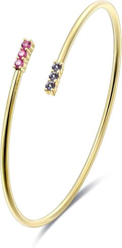 EcoGems 14K White/Yellow Gold Plated Silver Bracelets & Bangles – Freshwater Pearl, Lab Grown Diamond, Moissanite & Gemstone Styles – Round Brilliant – 0.06–0.40 TCW – Women’s Gift Jewelry (Small/Large Options) in Saudi Arabia