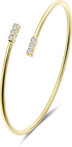 EcoGems 14K White/Yellow Gold Plated Silver Bracelets & Bangles – Freshwater Pearl, Lab Grown Diamond, Moissanite & Gemstone Styles – Round Brilliant – 0.06–0.40 TCW – Women’s Gift Jewelry (Small/Large Options) in Saudi Arabia
