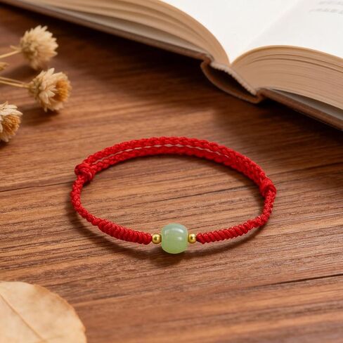 Red String Bracelet for Women, Hetian Jade Red Cord Bracelet Adjustable Braided Knot Amulet for Protection and Good Luck Spiritual Jewelry Gift for Her in Kuwait