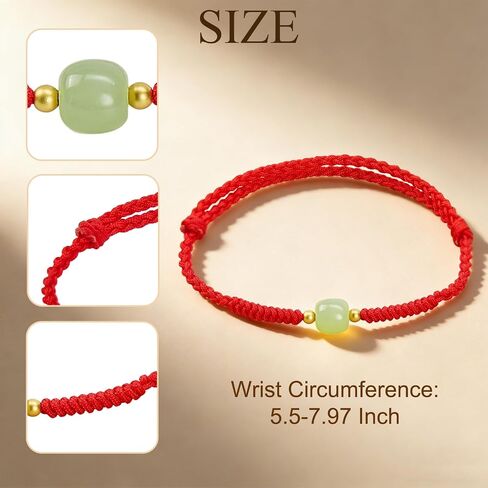 Red String Bracelet for Women, Hetian Jade Red Cord Bracelet Adjustable Braided Knot Amulet for Protection and Good Luck Spiritual Jewelry Gift for Her in Kuwait