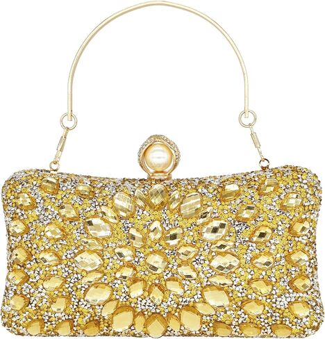 MAIRLOM Rhinestone Clutch Purses for Women Evening Wedding Formal - Pearl Clasp Handbag Crystal Gemstone Bag for Party Prom in Kuwait