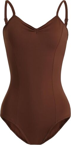 AOQUNFS Women Camisole Ballet Leotard Adjustable Straps Mesh Back Soft Stretchy Dance Bodysuit in Saudi Arabia