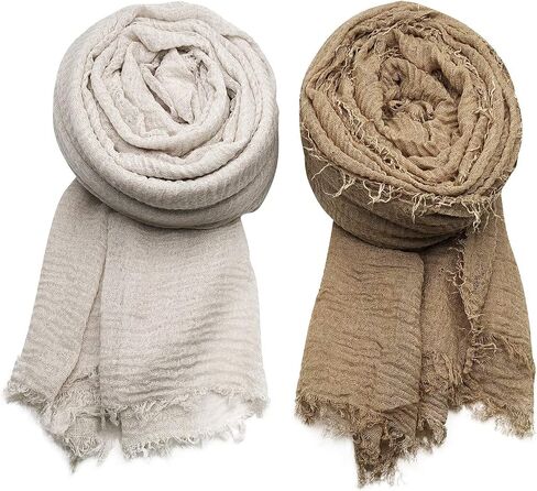 MANSHU 4PCS Women's Soft Cotton Hemp Shawl & Wrap, Long Scarf & Head Scarf in Saudi Arabia
