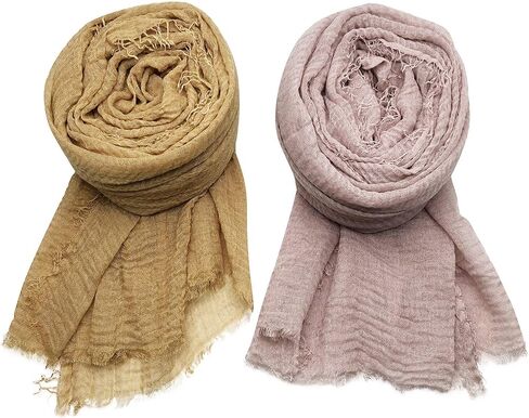MANSHU 4PCS Women's Soft Cotton Hemp Shawl & Wrap, Long Scarf & Head Scarf in Saudi Arabia