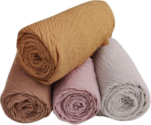 MANSHU 4PCS Women's Soft Cotton Hemp Shawl & Wrap, Long Scarf & Head Scarf in Saudi Arabia