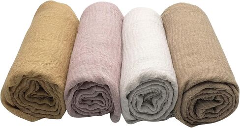 MANSHU 4PCS Women's Soft Cotton Hemp Shawl & Wrap, Long Scarf & Head Scarf in Saudi Arabia