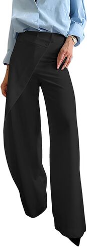 Kwunbwa Women's Wide Leg Asymmetrical Dress Pants High Waisted Slacks Casual Work Business Trousers in Saudi Arabia