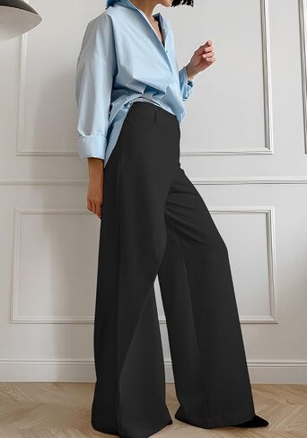 Kwunbwa Women's Wide Leg Asymmetrical Dress Pants High Waisted Slacks Casual Work Business Trousers in Saudi Arabia