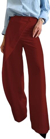 Kwunbwa Women's Wide Leg Asymmetrical Dress Pants High Waisted Slacks Casual Work Business Trousers in Saudi Arabia
