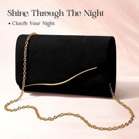 Suede Formal Evening Bag Clutch Purses for Women with Detachable Chain Evening Clutch for Wedding Cocktail Party in Kuwait