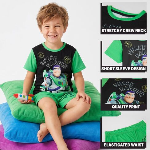 Get Trend Bluey | Disney Cars | Toy Story Boys Pajamas Set Toddlers 2 or 4 Pc Short Sleeve Top & Shorts Summer PJs Sleepwear in Kuwait