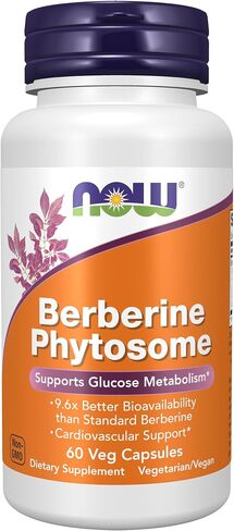 Now Foods Berberine Phytosome، يدعم استقلاب الجلوكوز*، دعم القلب والأوعية الدموية*، 60 كبسولة نباتية in Kuwait