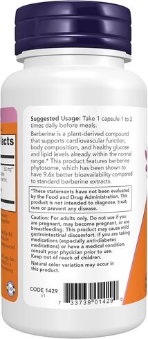 Now Foods Berberine Phytosome، يدعم استقلاب الجلوكوز*، دعم القلب والأوعية الدموية*، 60 كبسولة نباتية in Kuwait
