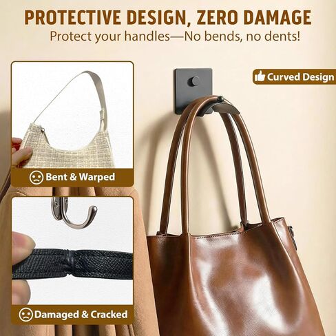 Wall Mounted Purse Organizer for Closet – Arc Handbag Holder Protects Handles & Saves Space, Adhesive or Screw Mount, Purse Hanger for Bedroom, Entryway, Office & Closet Storage / Organization, Black in Saudi Arabia