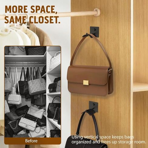 Wall Mounted Purse Organizer for Closet – Arc Handbag Holder Protects Handles & Saves Space, Adhesive or Screw Mount, Purse Hanger for Bedroom, Entryway, Office & Closet Storage / Organization, Black in Saudi Arabia