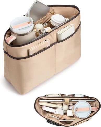 TOVICE XL Purse Organizer Insert for Tote Bag with 40oz Cup Holder & 16" Laptop Sleeve - Satin Bag Organizer with 10 Pockets, Light Weight,Compatible with Neverfull GM, XL Tote Bag Organizer Insert in Kuwait