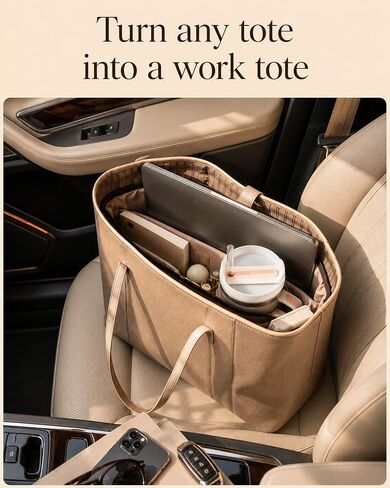 TOVICE XL Purse Organizer Insert for Tote Bag with 40oz Cup Holder & 16" Laptop Sleeve - Satin Bag Organizer with 10 Pockets, Light Weight,Compatible with Neverfull GM, XL Tote Bag Organizer Insert in Kuwait