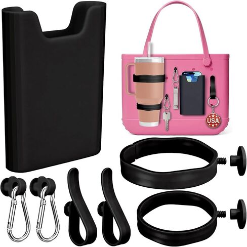 7PCS Bag Organizer Set for Bogg Bag, 2Pcs Cup Holder Compatible with Stanley, Slicone Phone Holder, 2 Hooks and 2 Key Holders, Beach Tote Accessories Compatible with Bogg Bag & Simple Modern (White) in Saudi Arabia