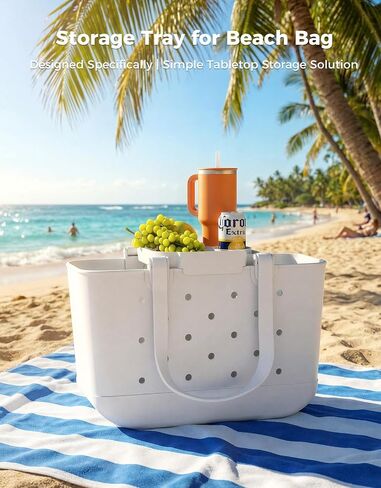 ZHANDEYUA Beach Bag Tray Accessory Compatibility with Bogg Bag And Simple Modern Large Beach Bag beach bags for women Storage Desk (Colour: White) in Saudi Arabia