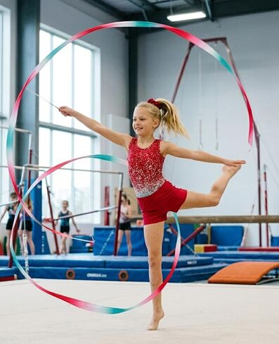 uideazone Gymnastic Leotard for Girls Sparkly Dance Unitards with Shorts and Hair Scrunchie 3Pcs Gym Set for 4-11 Years in Kuwait