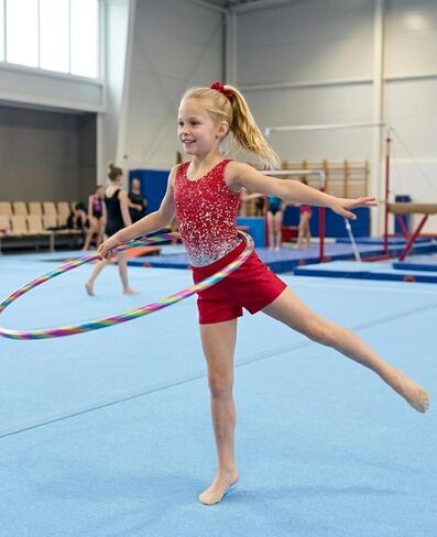 uideazone Gymnastic Leotard for Girls Sparkly Dance Unitards with Shorts and Hair Scrunchie 3Pcs Gym Set for 4-11 Years in Kuwait