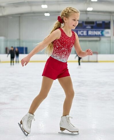 uideazone Gymnastic Leotard for Girls Sparkly Dance Unitards with Shorts and Hair Scrunchie 3Pcs Gym Set for 4-11 Years in Kuwait