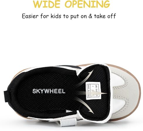 SKYWHEEL Toddler Boy Shoes Casual Sneakers with Water and Stain Resistant PU Upper Hook and Loop Easy On and Off Wide Toe Box Lightweight Non-Slip Sole for Daily Wear Running Walking School Travel in Kuwait