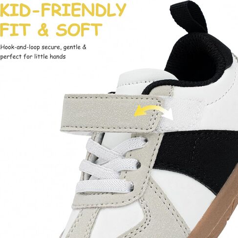 SKYWHEEL Toddler Boy Shoes Casual Sneakers with Water and Stain Resistant PU Upper Hook and Loop Easy On and Off Wide Toe Box Lightweight Non-Slip Sole for Daily Wear Running Walking School Travel in Kuwait