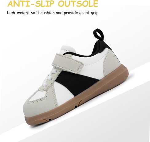 SKYWHEEL Toddler Boy Shoes Casual Sneakers with Water and Stain Resistant PU Upper Hook and Loop Easy On and Off Wide Toe Box Lightweight Non-Slip Sole for Daily Wear Running Walking School Travel in Kuwait